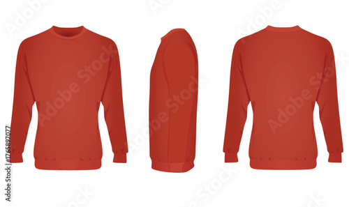 Long sleeve red t shirt. vector illustration	