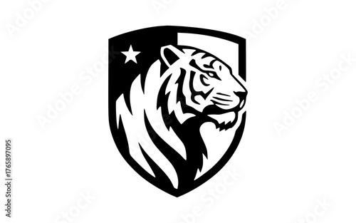 tiger head star and shield logo