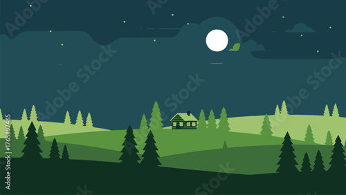 night landscape with moon