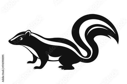 skunk silhouette line art, skunk animal black icon