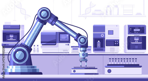 Automated laboratory research with robotic arm for scientific experiments and analysis