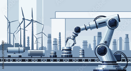Automated manufacturing process integrating wind energy and advanced robotic arm precision