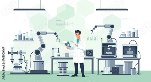 Automated Research Facility with Robotics and 3D Printers for Scientific Development