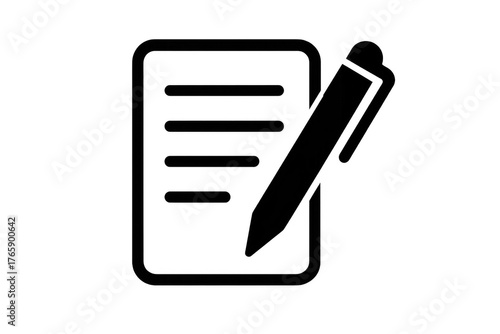Document writing editing icon with pen