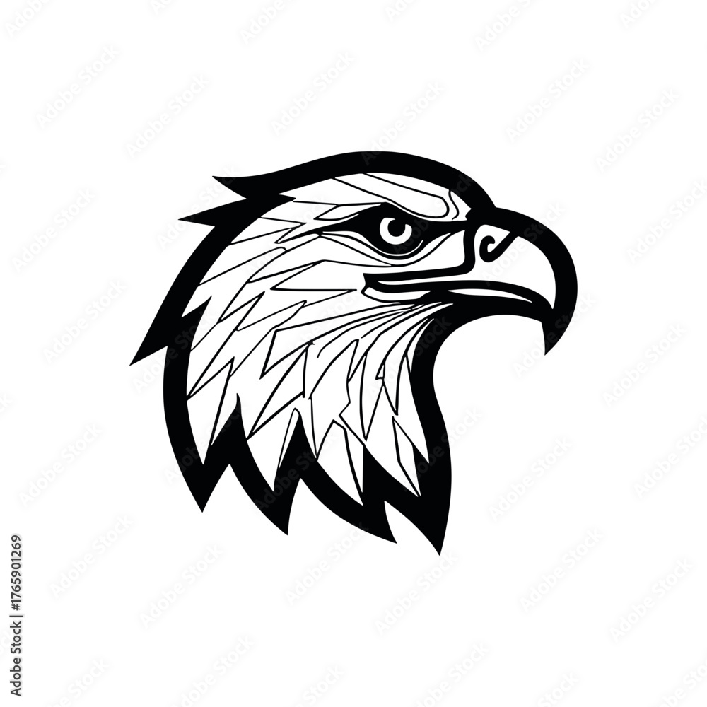 Obraz premium Black and white stylized eagle head illustration design 
