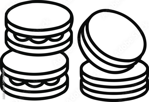 Argentinian Alfajor Line Art Collection Minimal Biscuit and Pastry Vector Design