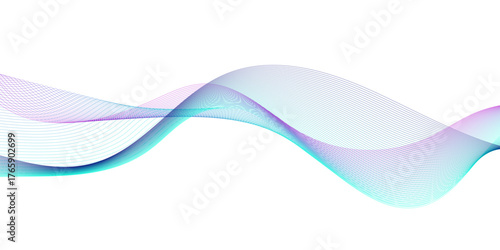 Vector wave and curve lines flowing dynamic gradient color isolated on transparent background. Digital future technology concept.  Science, banner, business, poster, template, music background.Vector 