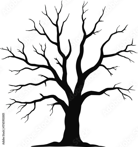 Charred Tree Silhouette  Burnt Forest Element Isolated for Design Use