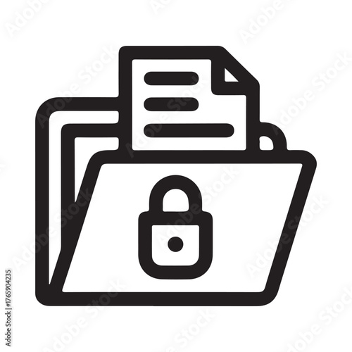 Secure document folder icon with padlock symbol for data protection