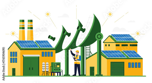 Eco-Friendly Industrial Plant Harnessing Solar Energy with a Modern Green Infrastructure Design