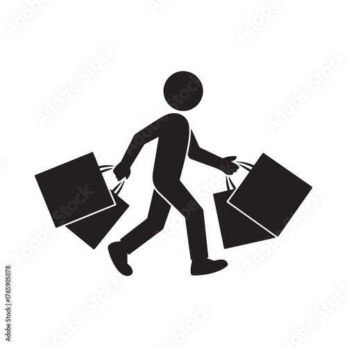 Silhouette of a person carrying multiple shopping bags