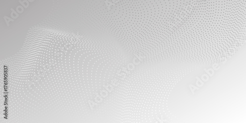 Abstract Waveform Dot Swirls on White. Abstract halftone flowing dots wave curved lines, frequency sound, technology curve dots lines. Dynamic modern wavy pattern design .