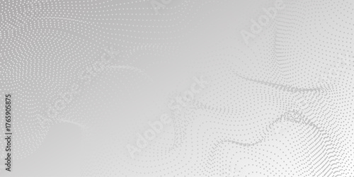 Abstract Waveform Dot Swirls on White. Abstract halftone flowing dots wave curved lines, frequency sound, technology curve dots lines. Dynamic modern wavy pattern design .