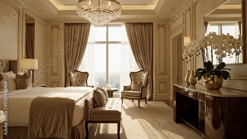 Elegant Interior Design of Modern Luxury Dining Room with View