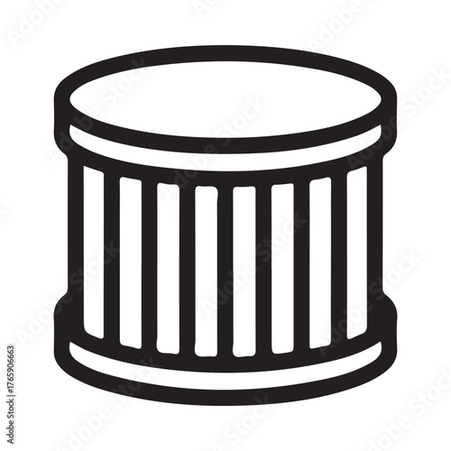 Simple line art icon of a drum