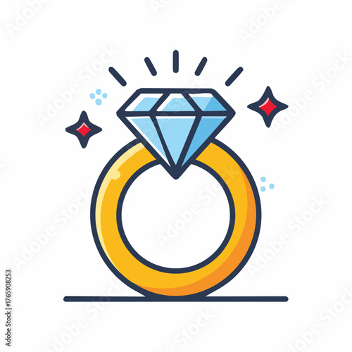 Sparkling Diamond Ring Illustration for Engagement and Luxury.