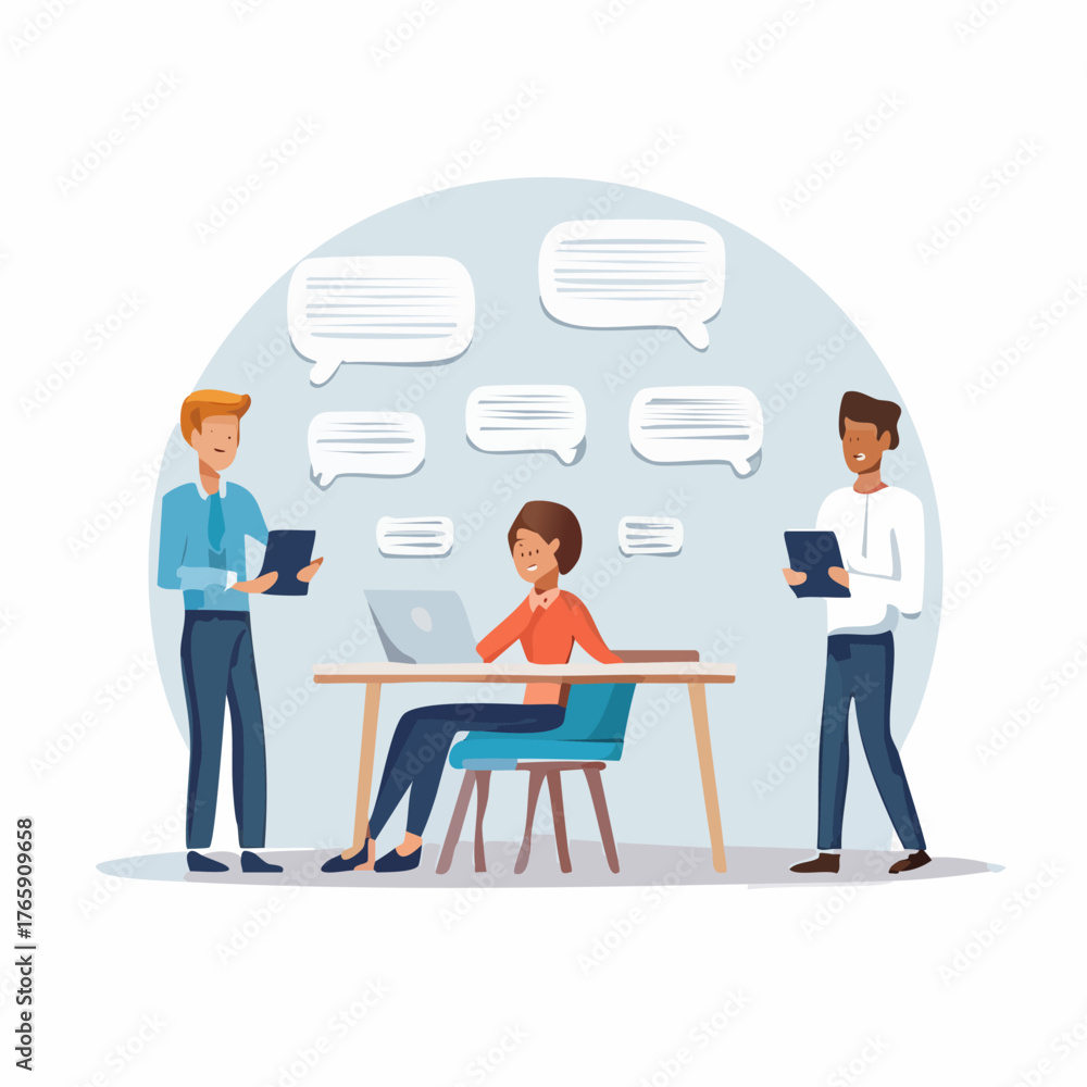 Fototapeta premium Teamwork and communication in a modern office environment.