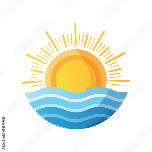 Sunrise Over the Ocean Waves Illustration.
