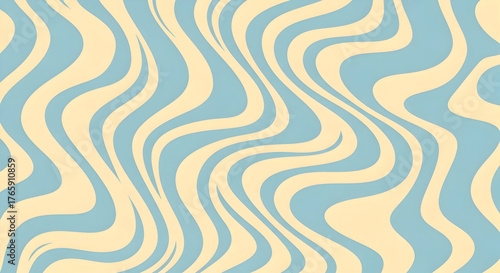 Retro groovy wavy pattern in soft pastel blue and cream creating a vintage psychedelic visual experience perfect for design projects