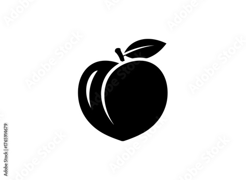 Black silhouette of a peach