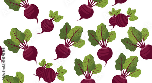 Fresh beetroots scattered on a white background, healthy food concept.