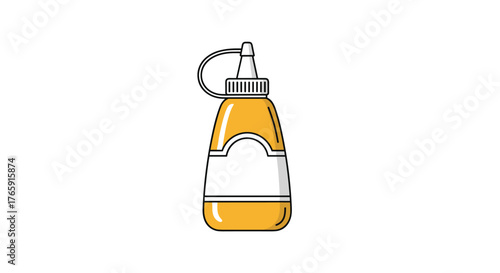 Mustard bottle illustration, perfect for condiments and food-related designs.