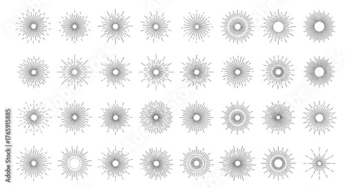 Abstract radial patterns in a symmetrical arrangement on white background.