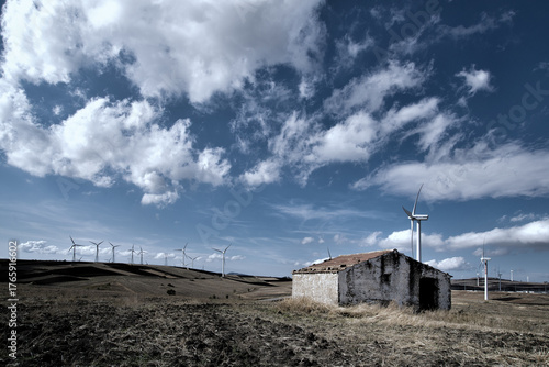 landscape with wind turbines