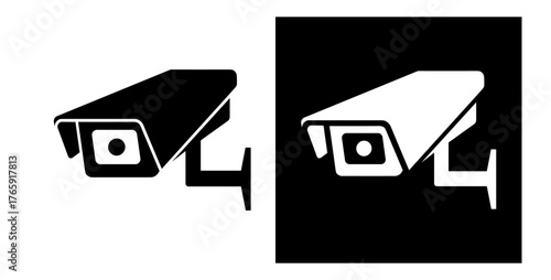 Security camera and CCTV surveillance icons collection on transparent background