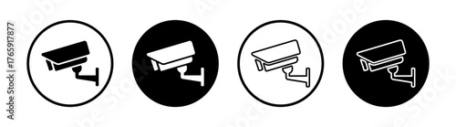 Security Camera or cctv sign, logo, badge, icon, sticker, label, emblem, stamp, symbol, video surveillance
