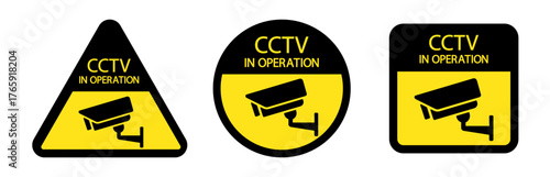 Security Camera or cctv sign, logo, badge, icon, sticker, label, emblem, stamp, symbol, video surveillance