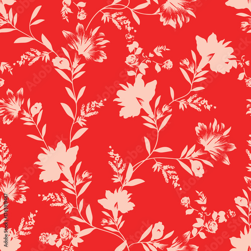 Seamless Pattern with Cute Daisy Flowers and Pansies. Feminine Texture in Country Style for Cloth, Textile, Wallpaper.	