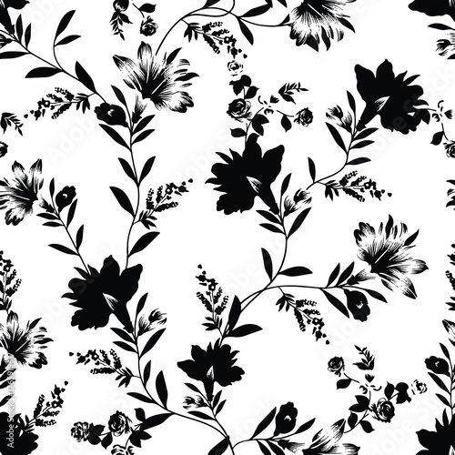 Seamless Pattern with Cute Daisy Flowers and Pansies. Feminine Texture in Country Style for Cloth, Textile, Wallpaper.	