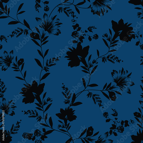Seamless Pattern with Cute Daisy Flowers and Pansies. Feminine Texture in Country Style for Cloth, Textile, Wallpaper.	