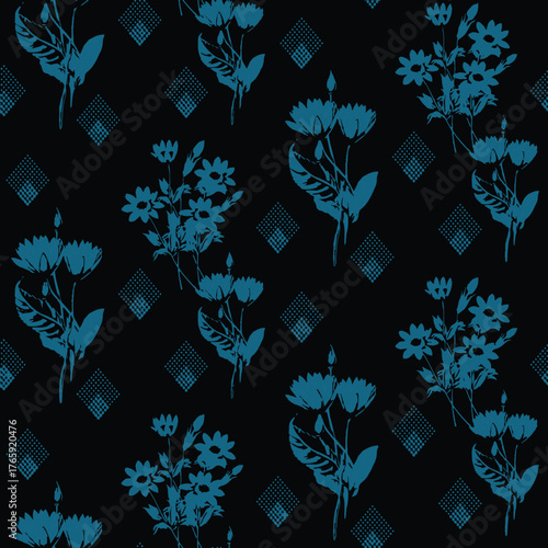 Seamless Pattern with Cute Daisy Flowers and Pansies. Feminine Texture in Country Style for Cloth, Textile, Wallpaper.	
