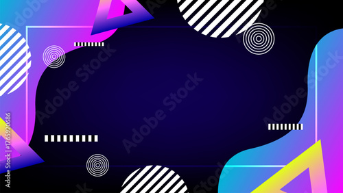 Modern abstract background featuring neon gradient geometric shape. Presentation and banner design