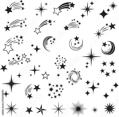Shooting Stars - stock illustration Star Symbol Set – Celestial Vector Icons Collection
