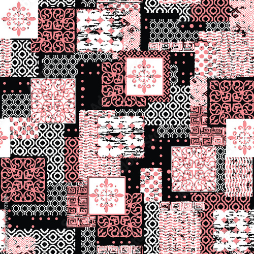 Seamless Pattern with Cute Daisy Flowers and Pansies. Feminine Texture in Country Style for Cloth, Textile, Wallpaper.	