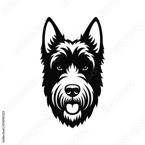 Black and white schnauzer dog head graphic animal canine