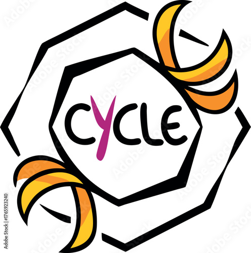 Colorful Cycle Logo Vector with Abstract Geometric Shape and Dynamic Flowing Elements