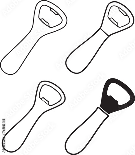 Four different bottle openers silhouette