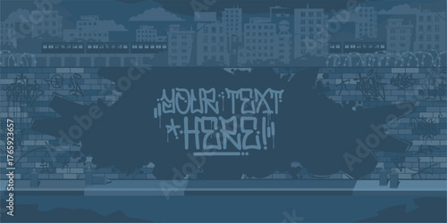 Cool Contour Of Graffiti Piece On The Brick Wall Blank Template For Your Text Vector Background