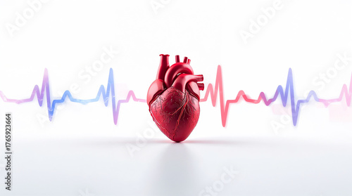 Concept Illustration of a Heart with EKG Waves.