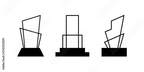Abstract Trophy Award Vector Set - Modern Achievement or Competition Icons for Business and Sports Design