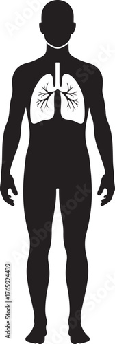 Human body silhouette with visible lungs silhouette