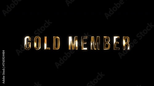 Gold Member Text Animation on Black Background.
