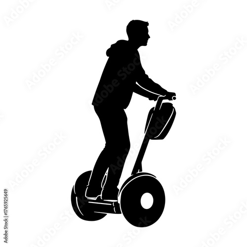 Segway Rider Silhouette Self-Balancing Scooter Vector
