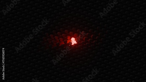 Obraz na plátne A Red glowing man standing in front of a large crowd, alone and lonely But also