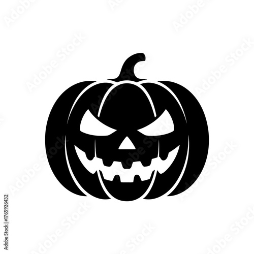 Halloween Pumpkin Silhouette with Evil Grin Ready for Spooky Celebrations and Autumn Festivities a Creepy Vector Image