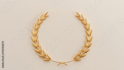 Golden Foliage Circle, a Shining Object on a Neutral Background, Isolated Still Life.